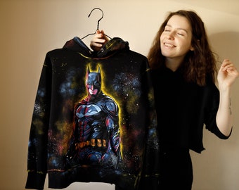 Batman Hoodie, Hand Painted Custom Hoodie, Kids Batman Hoodie