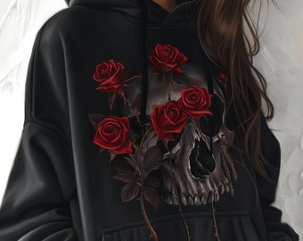 Hand painted custom hoodie to order, black women's hoodie with red roses, personalized custom clothing from a Ukrainian artist