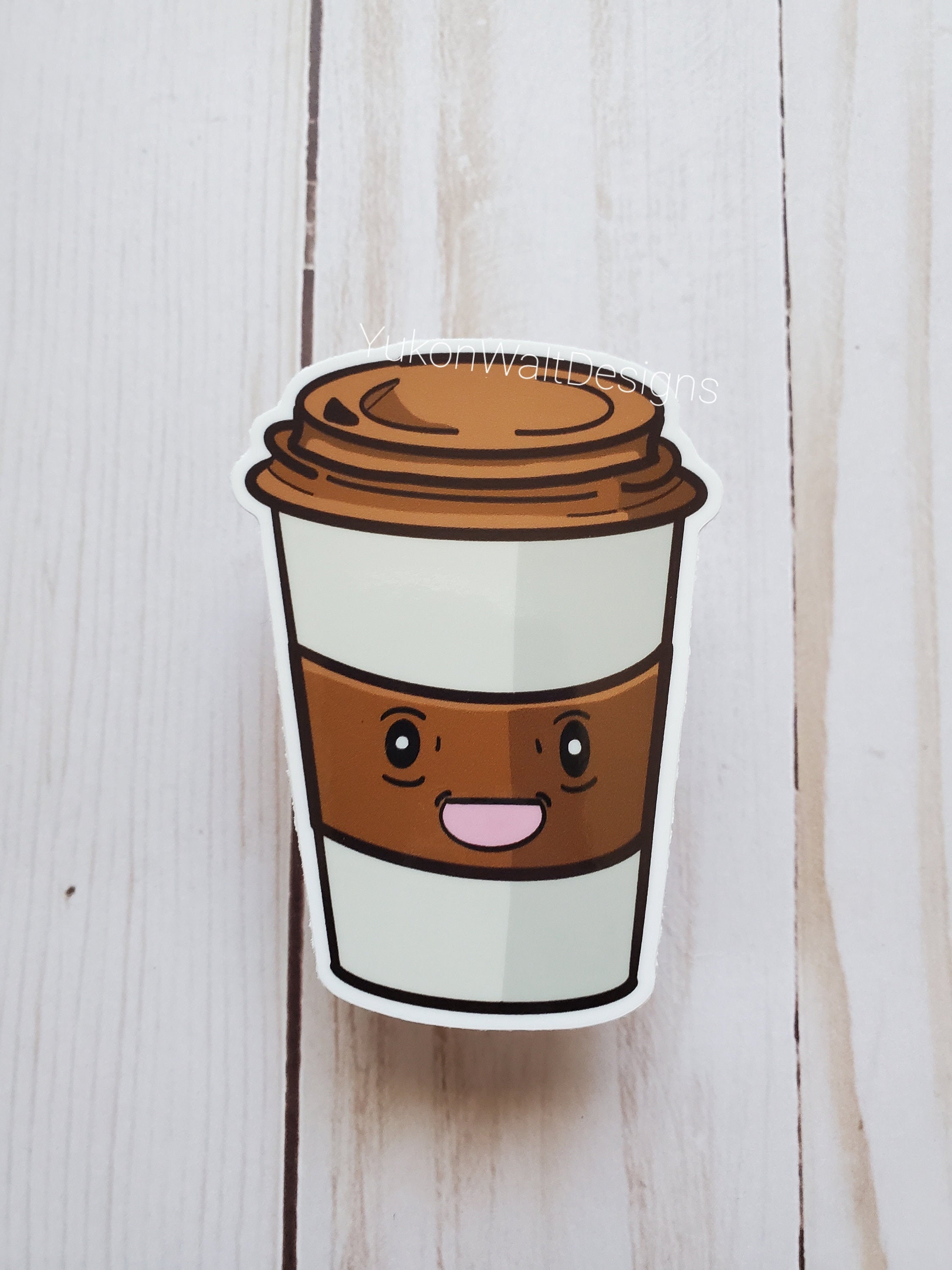 Coffee Mug Sticker Cute Sticker Happy Coffee Mug Adorable Etsy