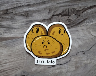Grumpy Potato Vinyl Sticker, sassy sticker, garden sticker, funny sticker, potato sticker, gardening, dad jokes, pun sticker