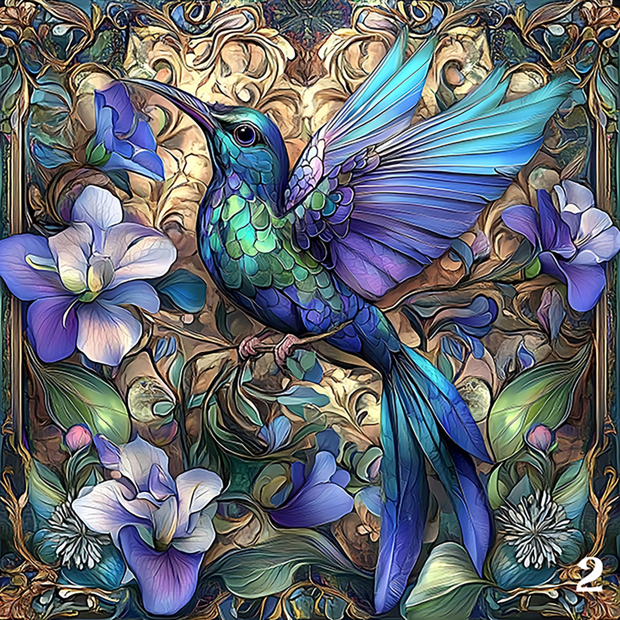 Hummingbird Tile Inlay 1652 - Enchanting Hummingbirds -8x8 6x6 4.25