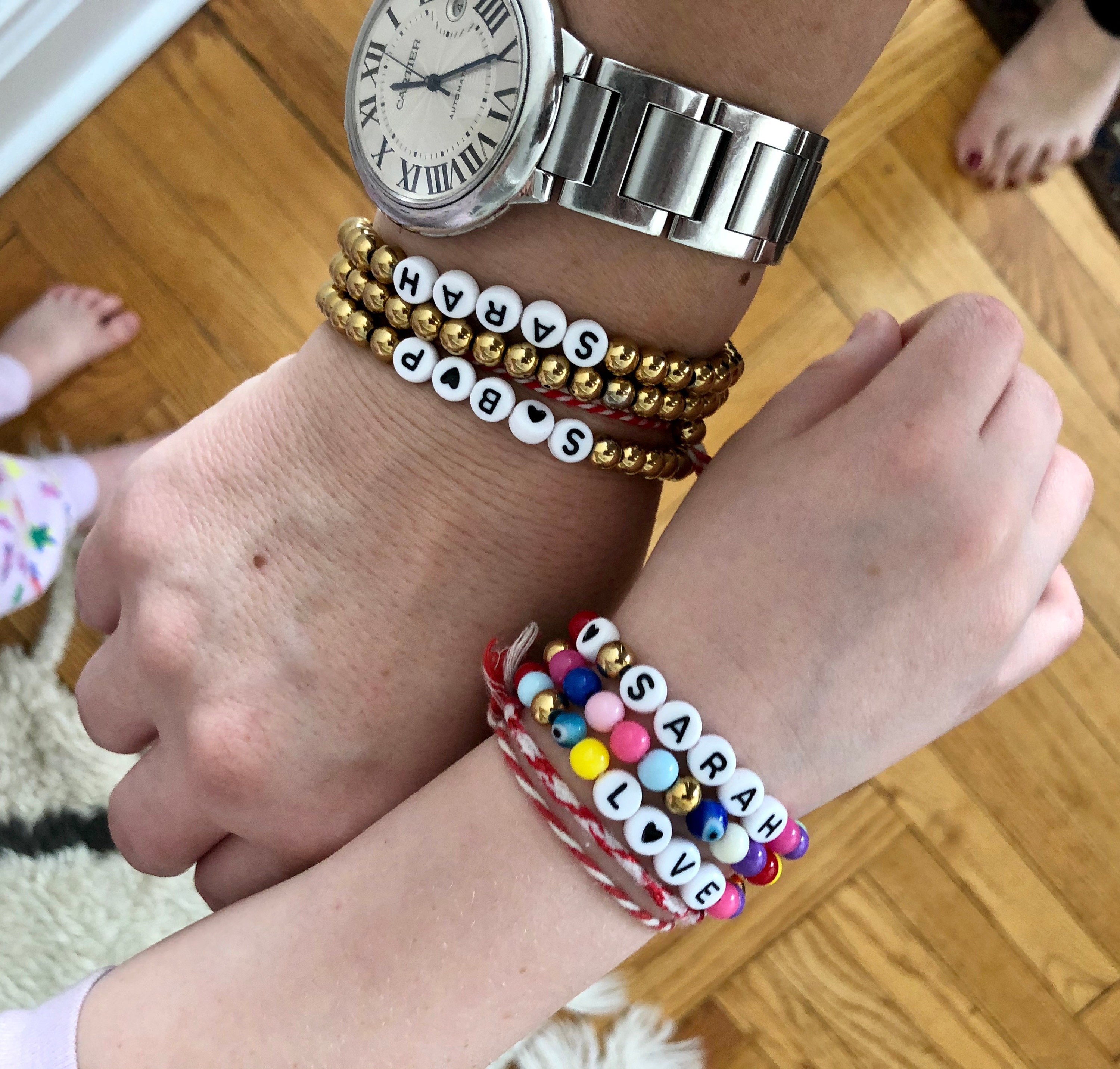 カスタマイズ可能な重ね付け可能なビーズブレスレット3個セット - Etsy