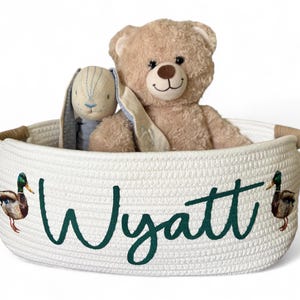 Stockenten Enten-preppy Baby-Geschenkkörbe für Jungen, niedliche Jungen-Themen für Babykorb mit Namen, Babyparty-Geschenk-Baby Jungen-Geschenk personifiziert