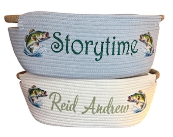 Preppy babycadeaumanden baars voor jongens, schattige jongensthema's voor babymand met naam, babyshowercadeau cadeau babyjongen gepersonaliseerd, vissen