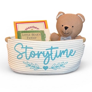 Cesta de cuentos para baby shower Cesta de regalo con libros para bebé niño o niña Cesta de lectura de libros Linda hora del cuento Lleva un libro al baby shower Tiff Blue