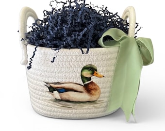Cestino a forma di anatra selvatica, regalo perfetto per baby shower, piccolo cestino per la cameretta, cestino per pannolini, regalo per neomamma per neonato - regalo elegante per neonato