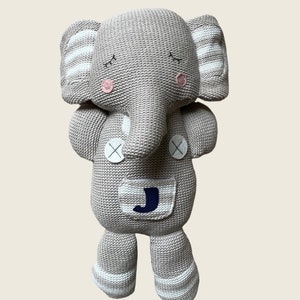 Plush Elephant Personalized Monogrammed stuffed animal gray Baby Shower Gift Present for newborn gift basket image 5