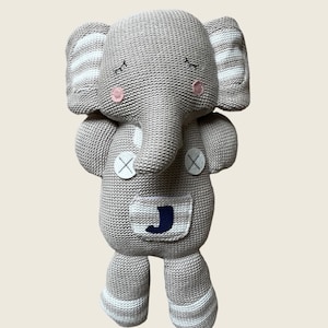 Plush Elephant Personalized Monogrammed stuffed animal gray Baby Shower Gift Present for newborn gift basket cute elephant