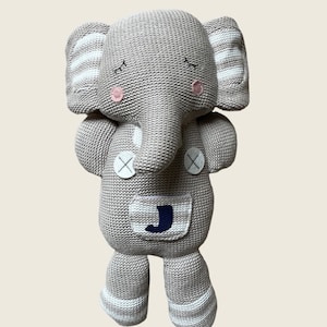 Plush Elephant Personalized Monogrammed stuffed animal gray Baby Shower Gift Present for newborn gift basket image 5