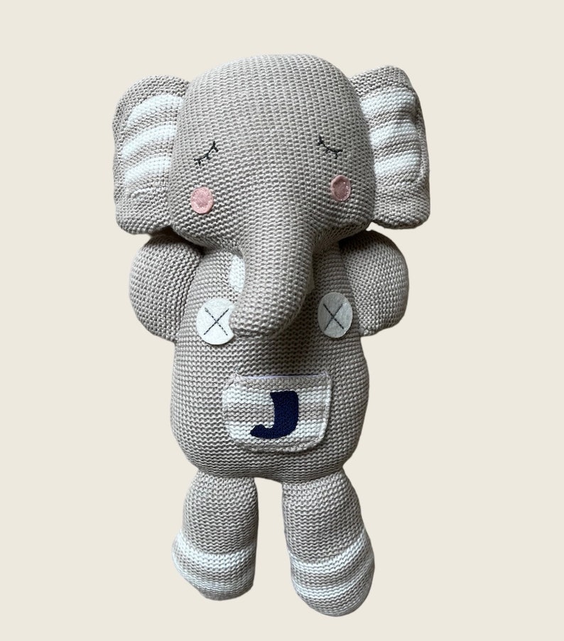 Plush Elephant Personalized Monogrammed stuffed animal gray Baby Shower Gift Present for newborn gift basket image 5