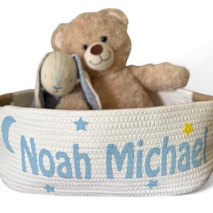 Baby Geschenk Korb mit Mond und Sternen für Mädchen oder Jungen Creme Elfenbein Baby Shower Geschenk Korb Neugeborenen Geschenk spielzeug halter, Sterne Kinderzimmer Dekor