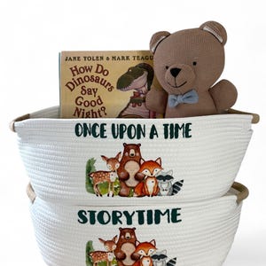 Woodland Animal Custom Basket, Personalized Basket, Baby Shower Gift, Diaper Holder, Book Basket for Nursery, little boy gift, baby gift