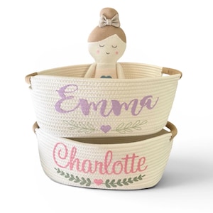 Baby Girl Geschenkkorb - Elfenbeincreme Baby Shower Personalisierter Geschenkkorb - Kinderzimmer Geschenk - Neugeborenen Geschenk - Baby Girl Geschenk - Beste Babyparty