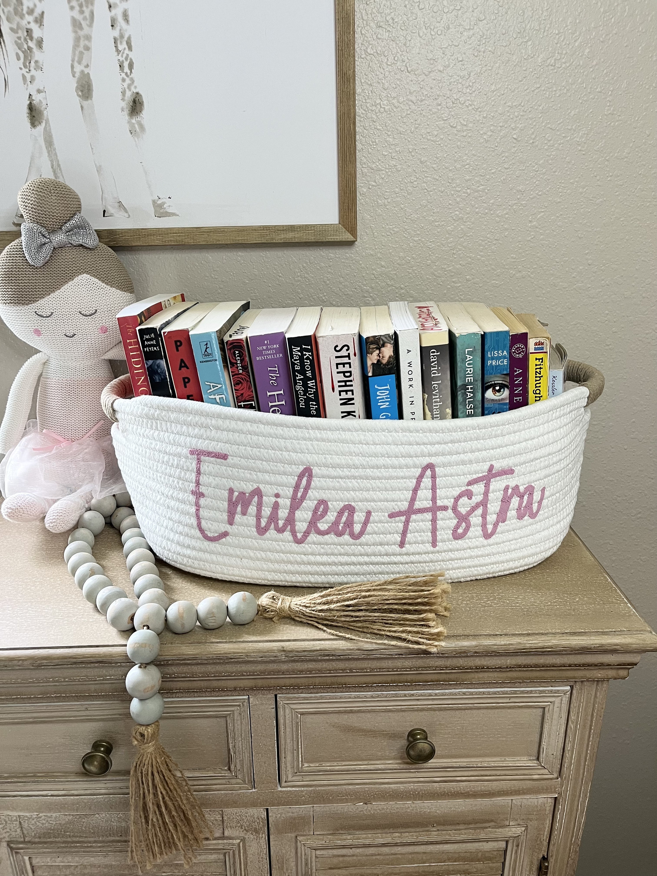 Book Basket, Personalized Book Basket, Storage for Kids Books, Baby ...