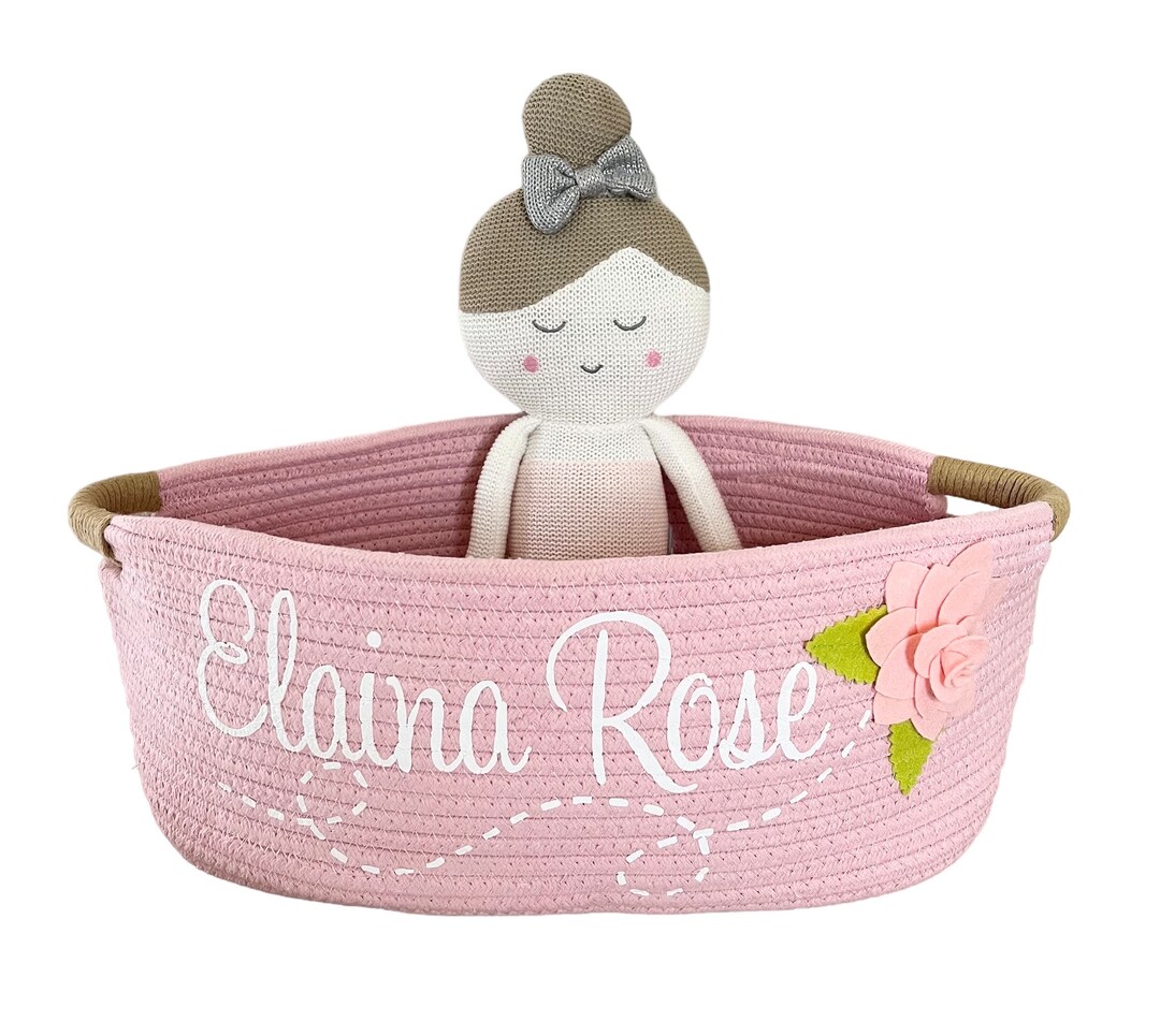 Pretty Pink Baby Gift Baskets, Personalized Gift Basket, Nursery Diaper