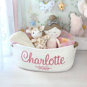Baby Girl Geschenkkorb - Elfenbeincreme Baby Shower Personalisierter Geschenkkorb - Kinderzimmer Geschenk - Neugeborenen Geschenk - Baby Girl Geschenk - Beste Babyparty