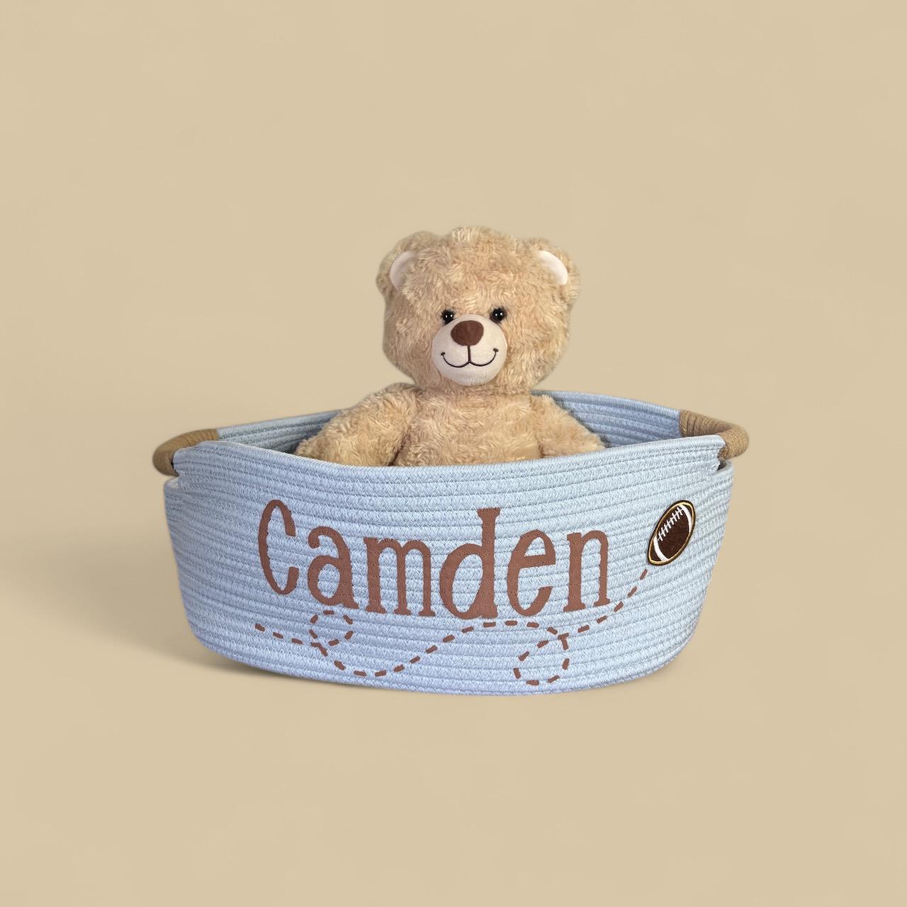 Panier De Rangement Bébé Personnalisé Avec Prénom - En Corde De Coton - Taille 40x19x13cm - Cadeau Baby Shower, Baptême