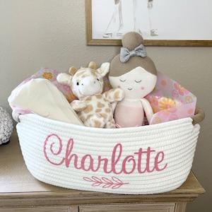 Baby Girl Gift Basket - Ivory Cream Baby Shower Personalized Gift Basket - Nursery Gift - Newborn Gift - Baby Girl Gift - Best Baby Shower