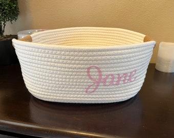 Samples or Returns or Bloopers - Name Jane only - baby girl basket - ivory and pink - "Jane"