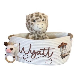 Cowboy Stiefel Korb - Baby Geschenk Korb - Baby Shower Geschenk Korb Cowboy Thema - Süße Cowboy Stiefel - Besonderes Einzigartiges Baby Geschenk