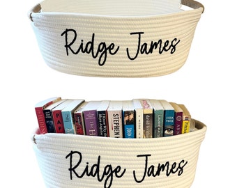 Book Basket, Personalized book basket, storage for kids books, baby gift basket, toy basket for Pets cat dog