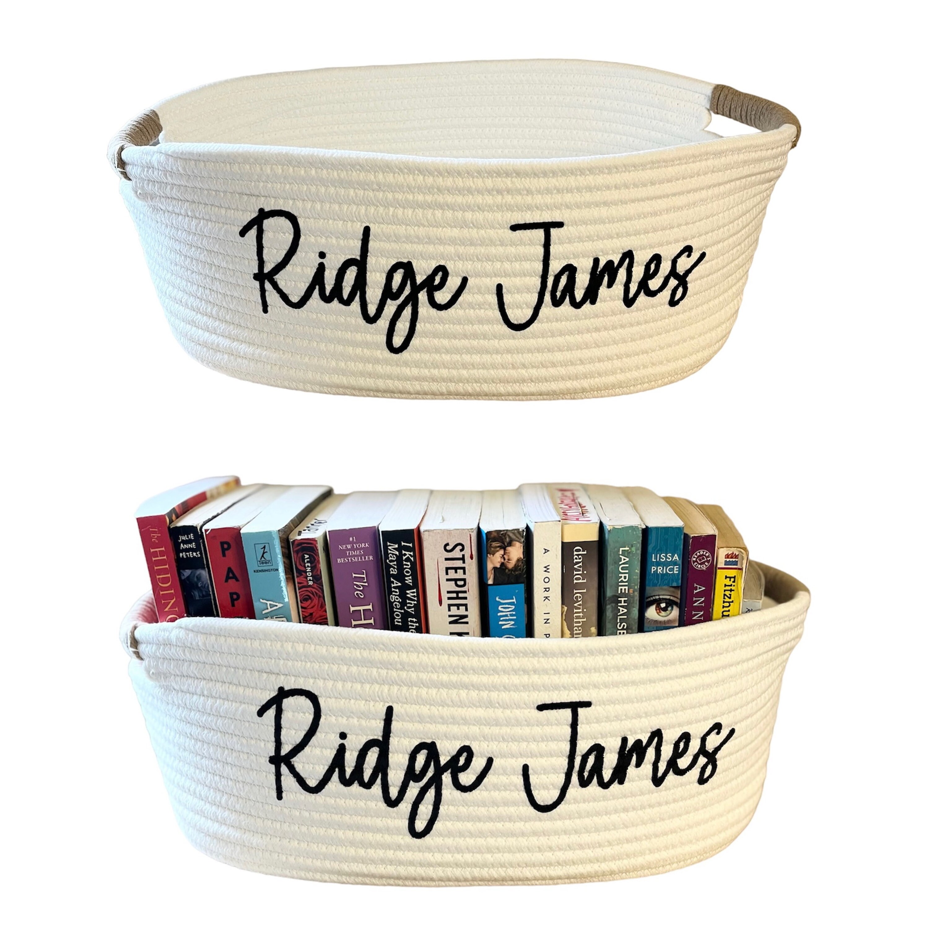 Book Basket, Personalized Book Basket, Storage for Kids Books, Baby ...