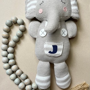 Plush Elephant Personalized Monogrammed stuffed animal gray Baby Shower Gift Present for newborn gift basket image 3