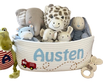 Baby Boy Gift Basket Personalized Baby Shower Gift Cute Unique Gift for New Baby Book Holder, basket with name on it
