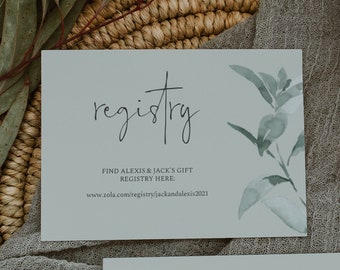 MYRA - Sage Registry Card, Bridal Shower Registry, Greenery with Sage, Registry Template, Instant Download, Editable, DIY Template