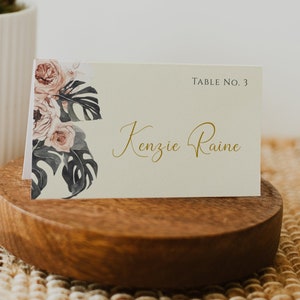 ISLA - Tropical Leaves Escort Card, Wedding Place Card Template, Instant Download, Editable Wedding card, Printable Beach Wedding escort