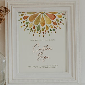MIKA - Signo de boda personalizado Boho Mandala, plantilla de signo de boda, descarga instantánea, signo de boda amarillo editable, único, boho, retro, diy