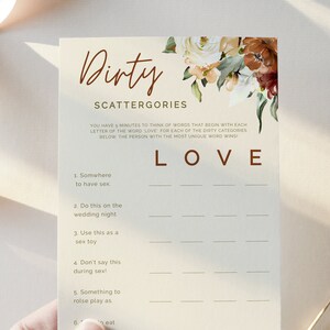 JUNIPER - Bachelorette Dirty Scattergories Party Game, Funny Game, Bridal Shower Games, Instant Download, Printable Game,party Drinking Game