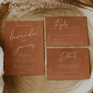 SAVANNA - Boho Burnt Orange Wedding Invitation Set, Rust Invitation, Instant Download, Editable, Printable Fall Wedding Card, Rustic Invite