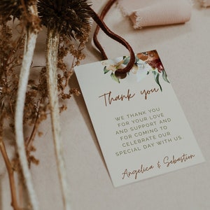 JUNIPER Boho Fall Wedding Thank You Card Tag, Wedding Template, Instant Download, Editable Thankyou card, Printable Fall Wedding card image 1