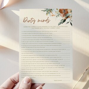 JUNIPER - Bachelorette Dirty Minds Party Game, Naughty Game, Bridal Shower Games, Instant Download, Printable Game, Party Drinking Game, DIY