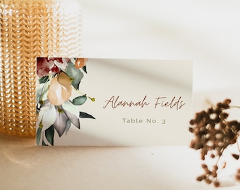 JUNIPER - Boho Fall Wedding Escort Place Card, Wedding Template, Instant Download, Editable Wedding escort, Printable Fall Wedding card, red