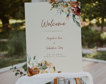 JUNIPER - Boho Fall Wedding Welcome Sign, Wedding Template, Instant Download, Editable Wedding Sign, Printable Fall Wedding, Rust, Bohemian