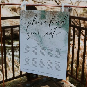 BLAKELY - Jade + Gold Wedding Seating Chart, Deep Forest Green, Minimalist Wedding, Winter, Teal Wedding, printable, wintergreen, DIY