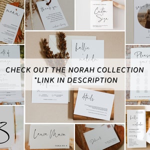 NORAH Minimalist Table Number, Modern Wedding Template, Instant Download, Editable table no Sign, Printable table Sign, diy sign, elegant image 4