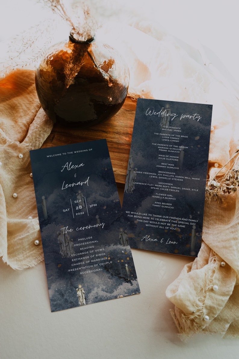 PARVATI Magical Floating Candles Invitation Collection, Navy Wedding Invitation, Instant Download, Magical Invite , Navy Invitation image 6