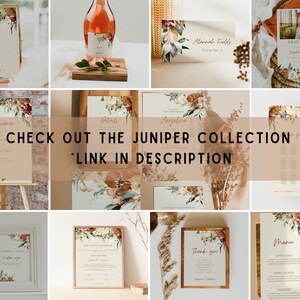 JUNIPER Boho Fall Wedding Thank You Card Tag, Wedding Template, Instant Download, Editable Thankyou card, Printable Fall Wedding card image 5