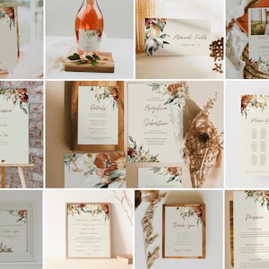JUNIPER - Boho Fall Wedding Collection, Wedding Invitation Template, Instant Download, Editable Wedding Bundle, Printable Fall Wedding Set
