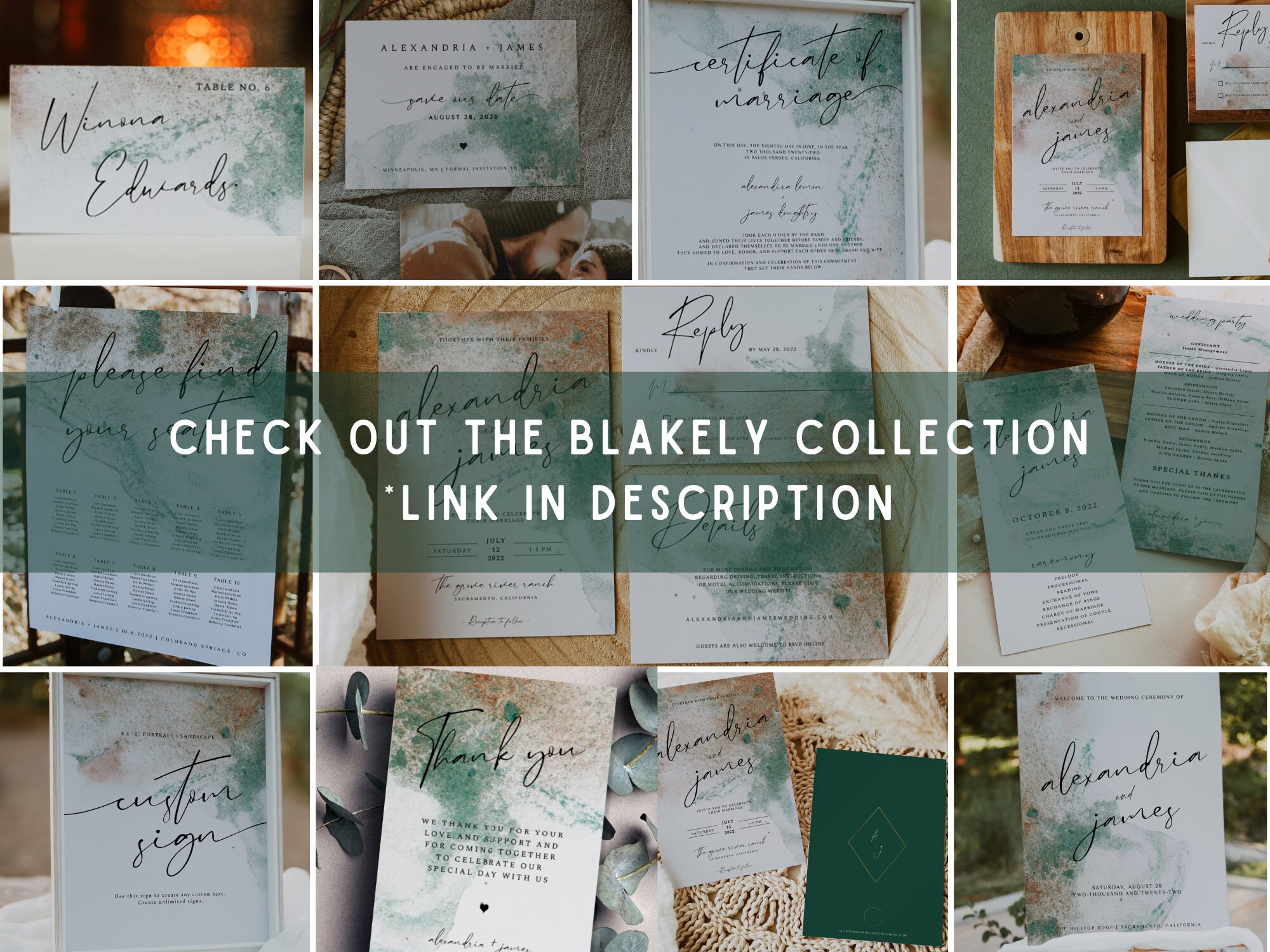 BLAKELY Jade Wedding Welcome Sign, Deep Forest Green, Minimalist Sign ...