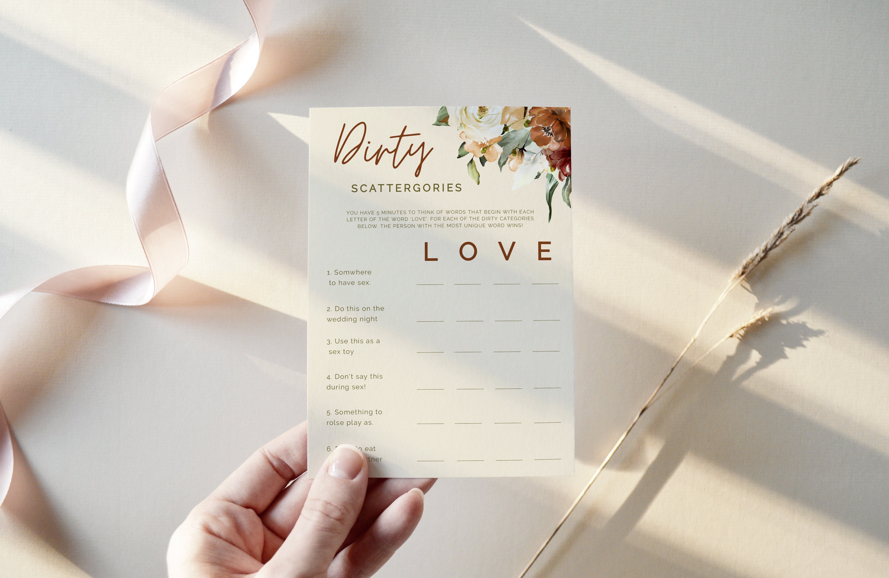 JUNIPER Bachelorette Dirty Scattergories Party Game Funny - Etsy