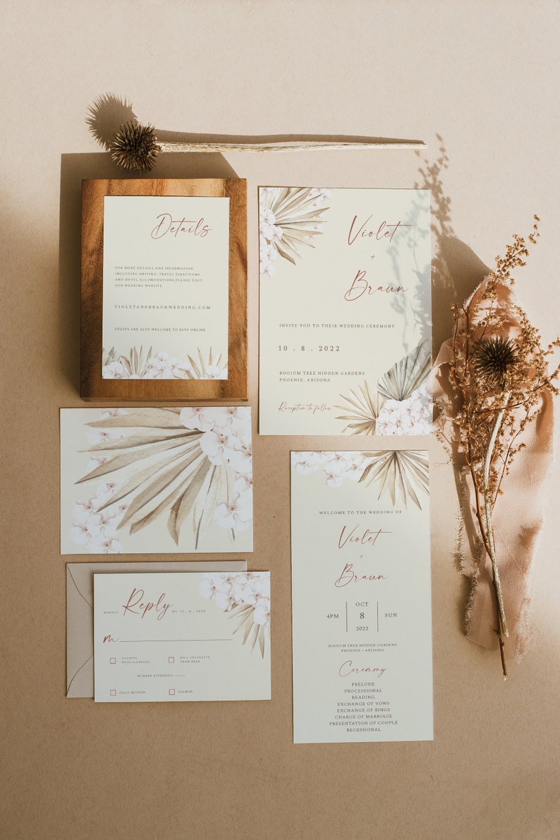 SHEA Modern Boho Fall Wedding Invitation Bundle Rustic | Etsy