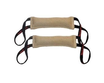 Bundle of 2 Dog Bite Tug Toy 3" X 12" 2 Handle Jute - Redline K9