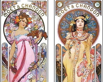 Moët and Chandon by Mucha cross stitch pattern pdf format