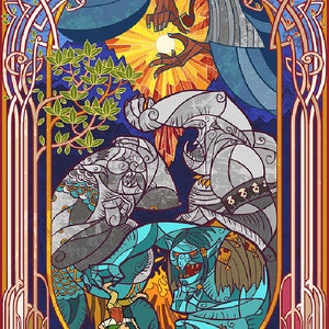 LOTR Tom, Bert en William Stained Glass kruissteek patroon pdf-formaat