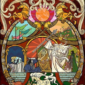 LOTR Paleis van Koning Theoden Glas in Lood kruissteek patroon pdf formaat