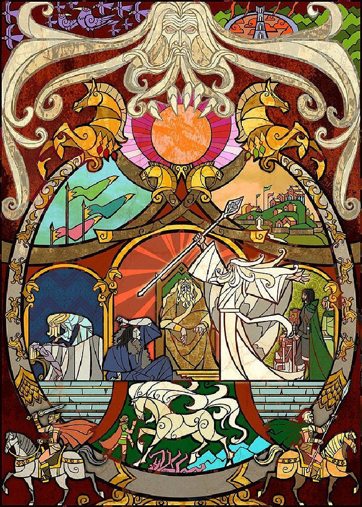 LOTR Palace of King Theoden Stained Glass Cross Stitch Pattern Pdf